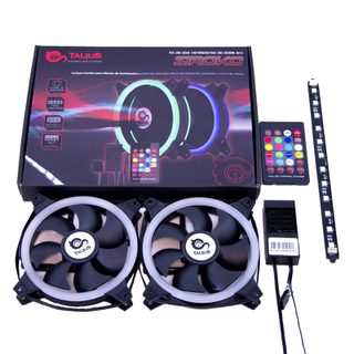 talius Siroko Kit 2 Ventilateurs RGB Double Cerceau 120 mm Plus Bande LED Plus Télécommande