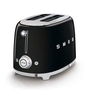 Tostadora Smeg TSF01BLEU 2 Ranuras 950W 6 Niveaux Chauffage Décongélation Noir Brillant