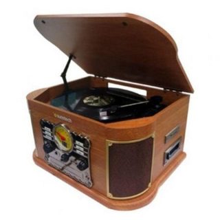Tocadiscos Sunstech PXRC52CD 5W RMS Bluetooth Tracción Directa CD Cassette MP3 Madera
