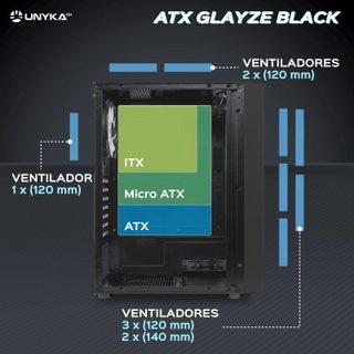 unykach Glayze Boîtier PC ATX RVB Verre Trempé USB 3.0