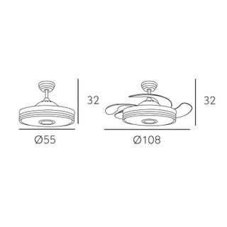 Ventilateur de plafond Bluetooth Fabrilamp Matanuska avec éclairage LED et télécommande 32 W Nickel
