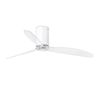 Faro Mini Tube Fan Ventilateur de Plafond avec Commande 32W Blanc Brillant/Transparent