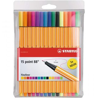 STABILO Point 88 Etui de 15 Marqueurs (5 Fluor)