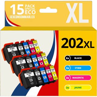 123consommables - 202xl - Pack Cartouches D'encre Compatible Avec Epson 202 Xl 202xl Pour Imprimante