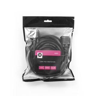 Rallonge Vga Mâle/femelle 5m Noir - Avec Ferrite - Full Hd Vendu En Sachet Gaine 8mm