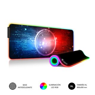 Subblim Submp-02rgb12 Tapis De Souris Tapis De Souris De Jeu Noir, Multicolore