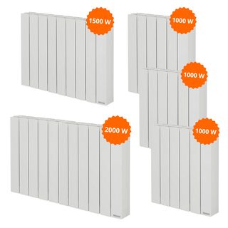 Pack 5 Radiateurs Électriques Baléares 2 1000 W X3 + 1500 W X1 + 2000 W X1 - Thermor