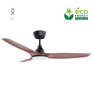Fanelite - Ventilateur De Plafond 132 Cm Noir Et Abs Imitation Bois Fandc52ln-bkd - Moteur Dc 18w - Led 20w 3 Couleurs - Silence