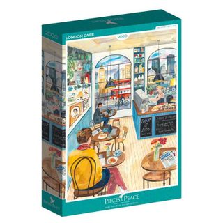 Puzzle Adulte Pieces & Peace London Cafe Aquarelle 2000 Pièces Carton Bleu 98x69cm