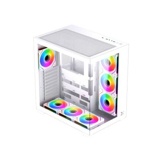 Boîtier Pc Xigmatek Aqua V Air Arctic H23a Atx Blanc Verre Trempé Rgb