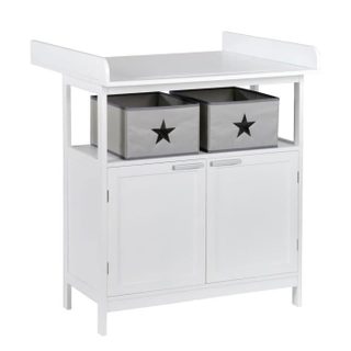 Rebo Commode à langer ROBA Hamburg 2 portes 2 boîtes blanc bois