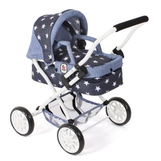 Poussette Pour Poupée Smarty Bleu Marine Avec Étoiles