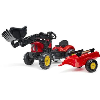 Tracteur A Pédales Supercharger Rouge Avec Capot Ouvrant Et Remorque