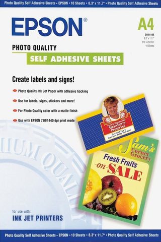 Epson Self-Adhesive Photo Paper - A4 - 10 Feuilles