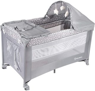 Moby System Lit Parapluie de voyage pour Bébé 2 niveaux de matelas (Haut 0-6 mois, Bas 6-36 mois), Pliable