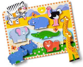 Melissa & Doug Puzzle En Bois Animaux Safari - Chunky Puzzle 8 Pièces