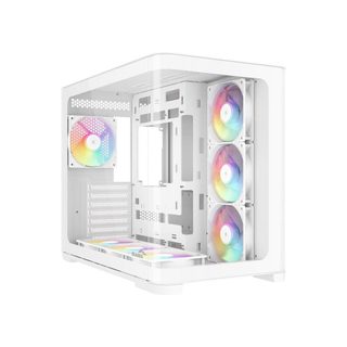 Boîtier Pc Cube Sama V60 Blanc Double Compartiment Verre Trempé 7 Ventilateurs Argb 120mm