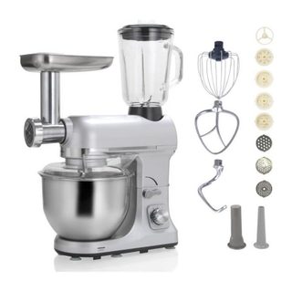 Robot Multifonctions 5l 1000w Silver Avec Hachoir Et Blender 1,5l En V