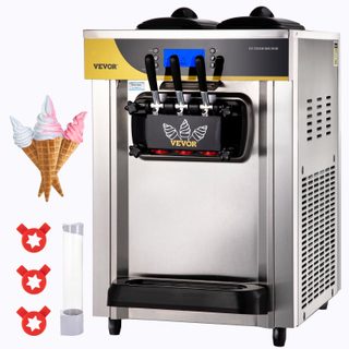 Vevor Machine À Crème Glacée 22-30 L/h, Trémie 2x6l, Pré-refroidissement, 3 Saveurs, Nettoyage 1 Clic.