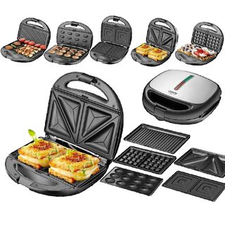 Sandwichera Camry 5 En 1 Acier Inoxydable Noir Antiadhésif