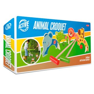 Ensemble De Croquet En Bois Avec Animaux - Jeu D'extérieur Amusant