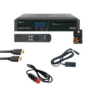 Pack Servimat Vega 3 Décodeur Satellite Hd + Carte Tntsat + Câble 12v + Hdmi + Ir