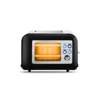 KitchenCook Grille-pain à deux fentes avec fenêtre de visualisation en verre Toasteo, Noir