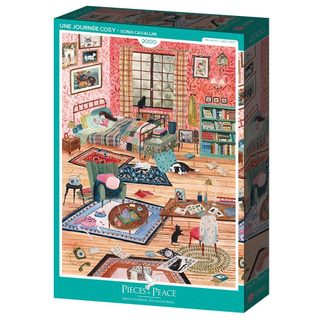 Puzzle 2000 Pièces Une Journée Cosy Carton Turquoise/rose 98x69 Cm Pieces & Peace