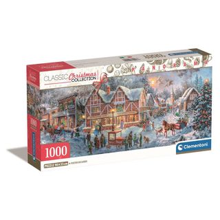 Puzzle Panorama 1000 Pièces « Getting Ready For Christmas » Avec Affiche 98 X 33 Cm Clementoni