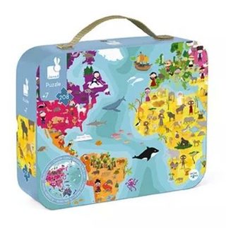 Puzzle Rond Janod Planet 208 Pièces Recto Verso Multicolore Carton