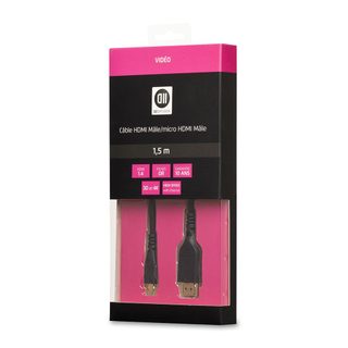 Câble Hdmi 1.4 M/micro Hdmi M 1.50 M Câble Noir Connecteur Gold