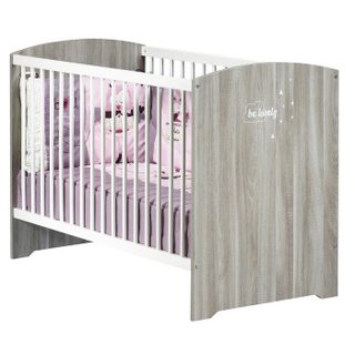Sauthon Lit bébé à barreaux - 120 x 60 cm - Babyprice Smile - Chêne silex