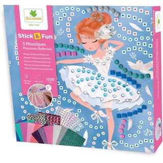 Coffret Stick'n Fun Princesses Ballerine Mosaïque Plastique Violet 24 X 24 Cm Sycomore