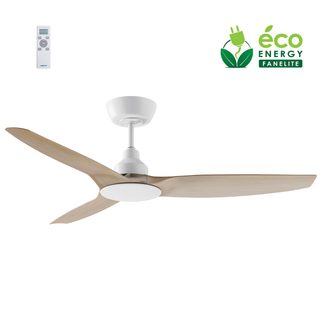 Fanelite - Ventilateur De Plafond 132 Cm Blanc Et Abs Imitation Bois Fandc52nc - Moteur Dc 18w - 3 Pales - Sans Lumière - Silence