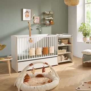 Baby Price Lit Bébé Combiné - 120x60cm - Evolutif En 90x190cm - First - En Bois Et Chant Bois