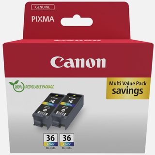Cartouches Encre Canon Cli-36cl Twin Pack Couleur