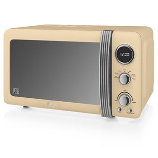 Retro Micro-ondes Numérique 20l, 5 Niveaux Puissance, Décongélation, Minuterie Swan Sm22030cneu Crème 800w