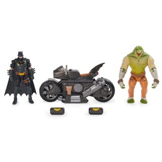 Dc Comics , Batman Transforming Batcycle Battle Pack Avec Figurines Articulées Killer Croc Et Batman Exclusives De 10 Cm