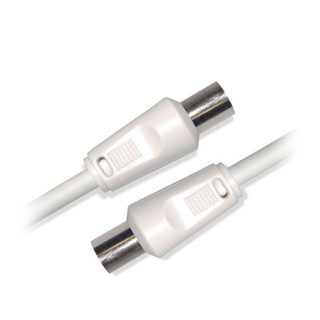Câble Coaxial Mâle/femelle 9,52mm +1 Adaptateur Mâle/mâle 3 M Blanc
