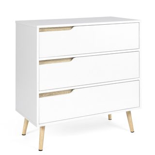 Commode 3 Tiroirs Helsinki 80 Cm Scandinave Blanc