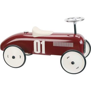 Voiture À Pousser Vilac Vintage Bordeaux En Métal Roues Silencieuses Caoutchouc Direction Avant Siège 28 Cm