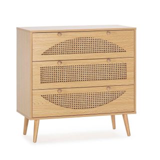 Commode Luna 3 Tiroirs Couleur Chêne