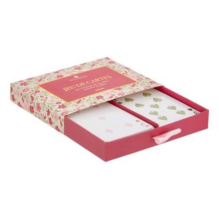 Jeu De 54 Cartes Imprimé Fleuri Rose - Atmosphera Créateur D'intérieur