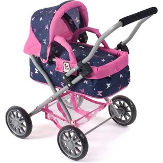 Poussette Pour Poupée Smarty Bleu Rose Papillons