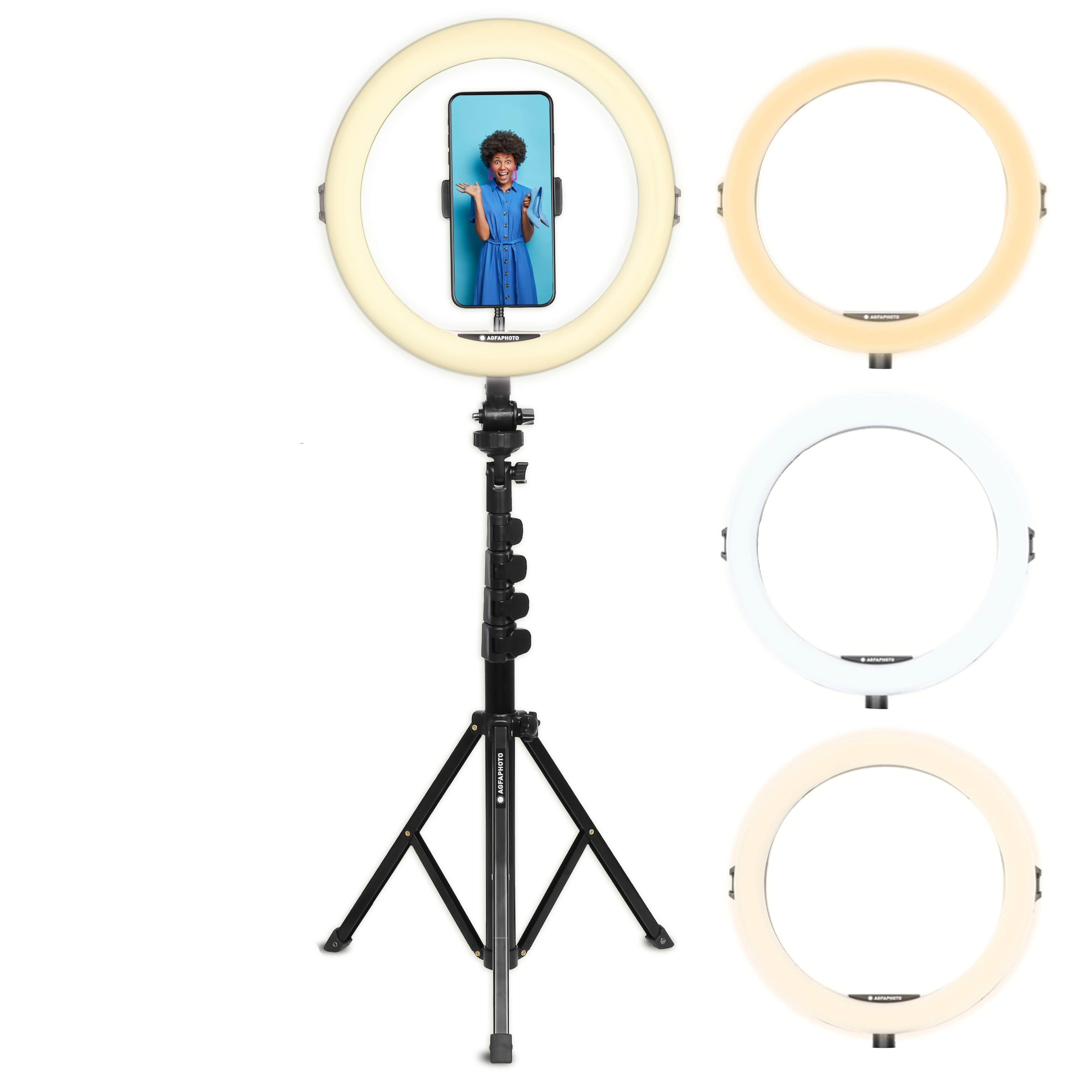 Agfaphoto Realiview ARL11XL Anneau lumineux LED avec trépied