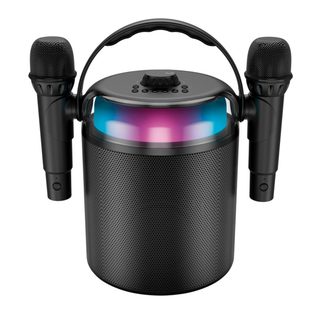 Enceinte Karaoké Bluetooth 5.1 120w Avec 2 Micros Sans Fil Led Rvb Noir Ledwood
