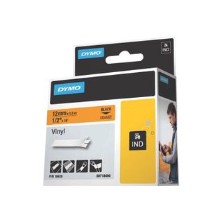 Gaine Thermorétractable Dymo Rhino 12 Mm Noir Sur Orange 5,5 M