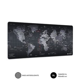 Subblim Mousepad World Xl Tapis De Souris De Jeu Noir