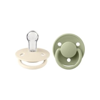 Tétines Bibs Delux Silicone Lot 2 Embout Rond Ivoire Sauge Taille Unique 0-36 Mois