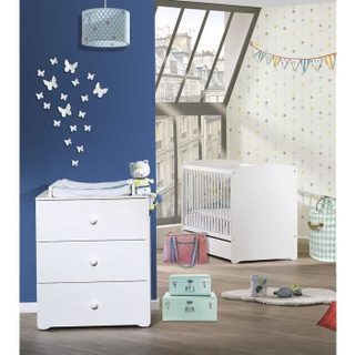 Baby Price Chambre bébé duo Basic boule: Lit 120x60 commode à langer
